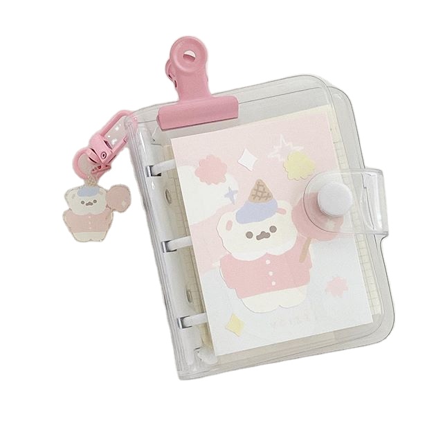 Kpop mini binder photocard album Hollow out small love style transparent photocard holder and photocard sleeve 3inch