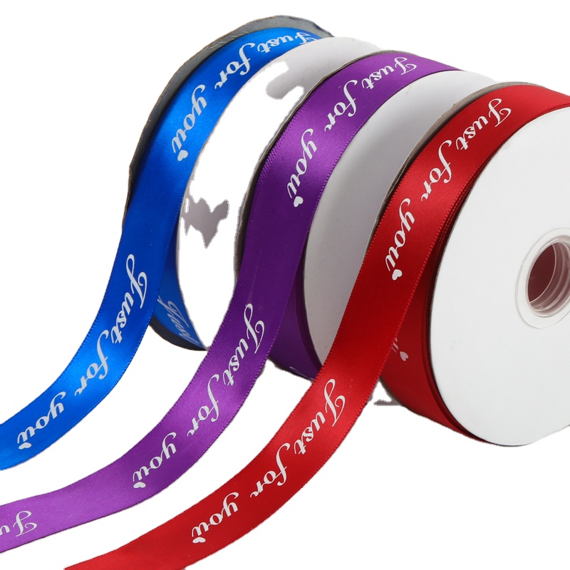 Wholesale Custom Logo Printed Double Face Satin Ribbon 25mm