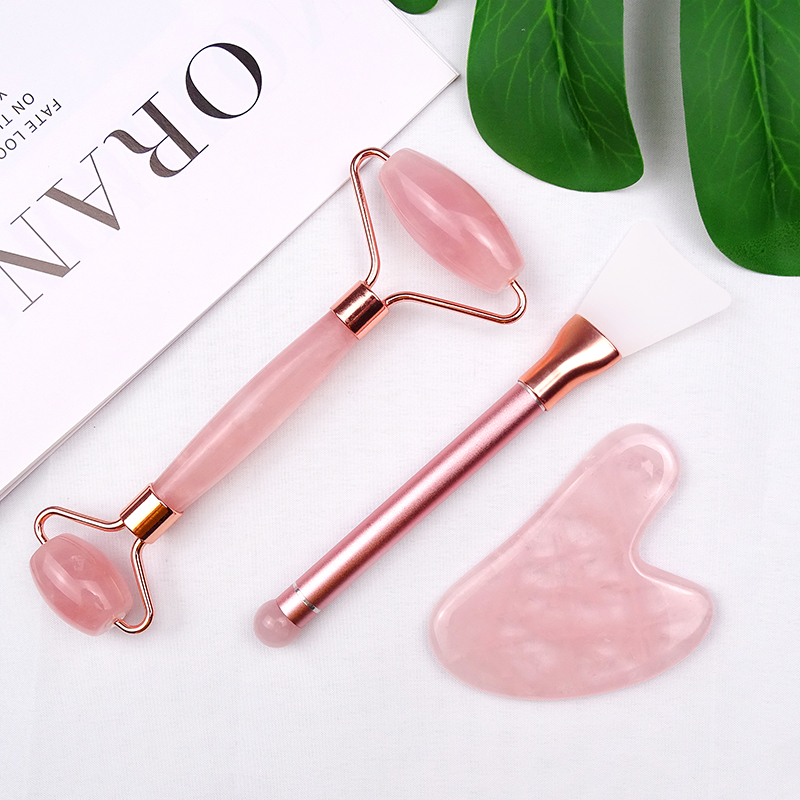 Beauty products gemstone rose quartz roller natural jade massager facial massage roller