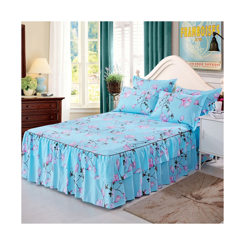 wholesale Princess fitted bed sheet cover single piece bedspread set cotton bed skirt