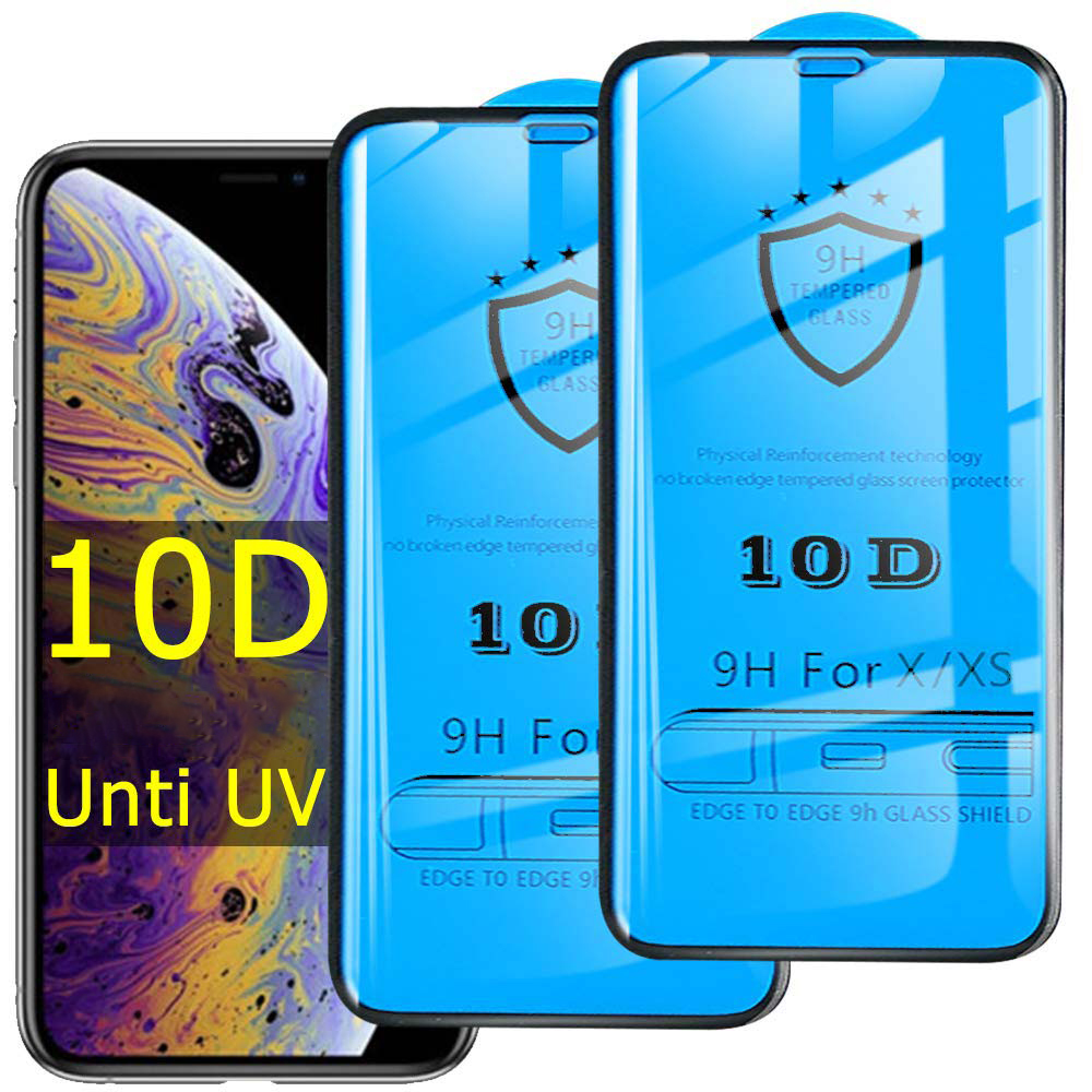 Взрывозащищенный 10D протектор экрана закаленное стекло для iPhone 8 plus XR XS MAX 9H полный клей защитная пленка для экрана