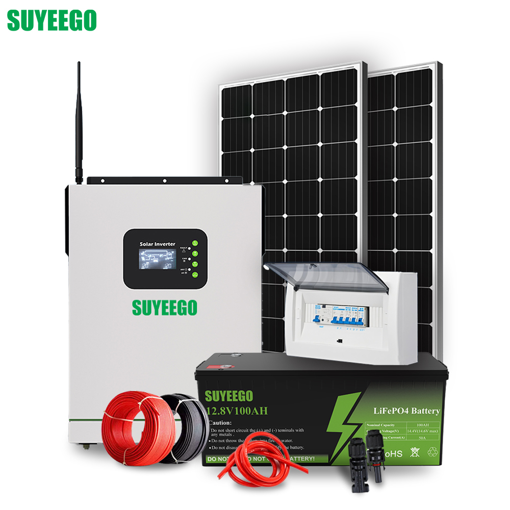 SUYEEGO Solar Systems Off Grid Complete Kit Home Solar 1.2kw Battery Hybrid Power Invert Panel System