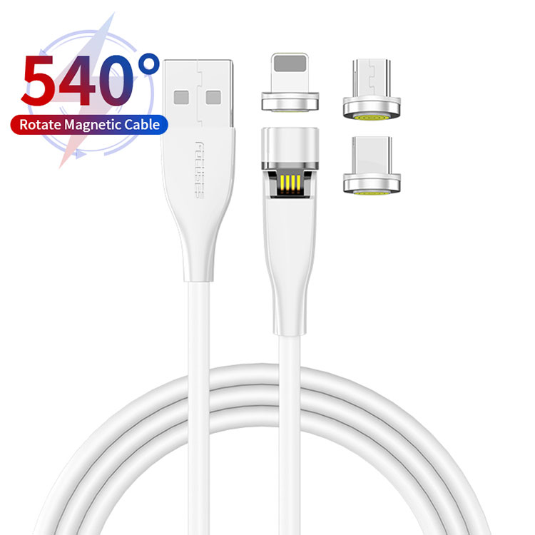 540 градусов LED 3 в 1 USB Магнитный вращающийся USB Магнитный кабель Micro Type C Lighting Sync быстрое зарядное устройство магнитный USB кабель для передачи данных