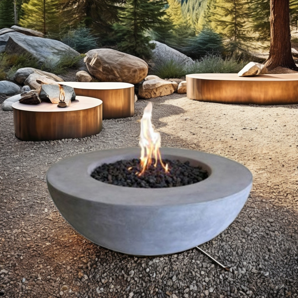 YOHO New Arrival Portable Gas Fire Pit Outdoor Patio Garden Backyard Party Camping Hiking Cooking Steel Glass Stone Look