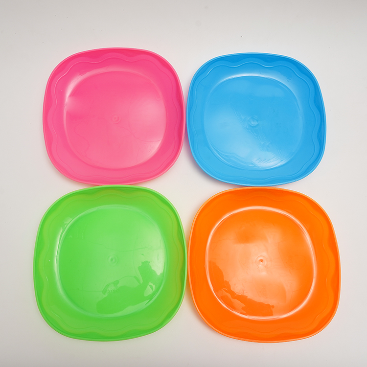 Color square plastic plate textured plate fruit plate for daily use