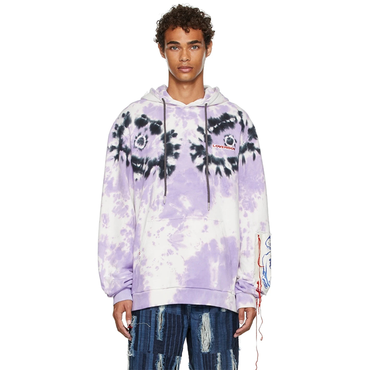 OEM 2021 New Fashion High Quality Plus Size Men's Hoodies Sweatshirt Custom Tie Dye Graphic Patch Logo Hoodie Sweatshirt
