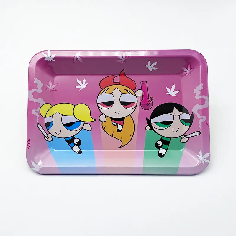 Custom Unique Logo Clear Tobacco Weed Trays Pink Wholesale Bulk Order Smoking Accessories Mini Rolling Trays Set