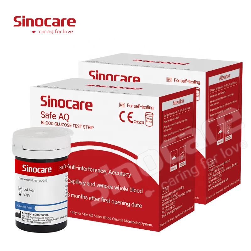 Sinocare точные медицинские тест-полоски для безопасности AQ Voice производитель диабетических тест-полосок и ланцетов для глюкометра 100 шт.