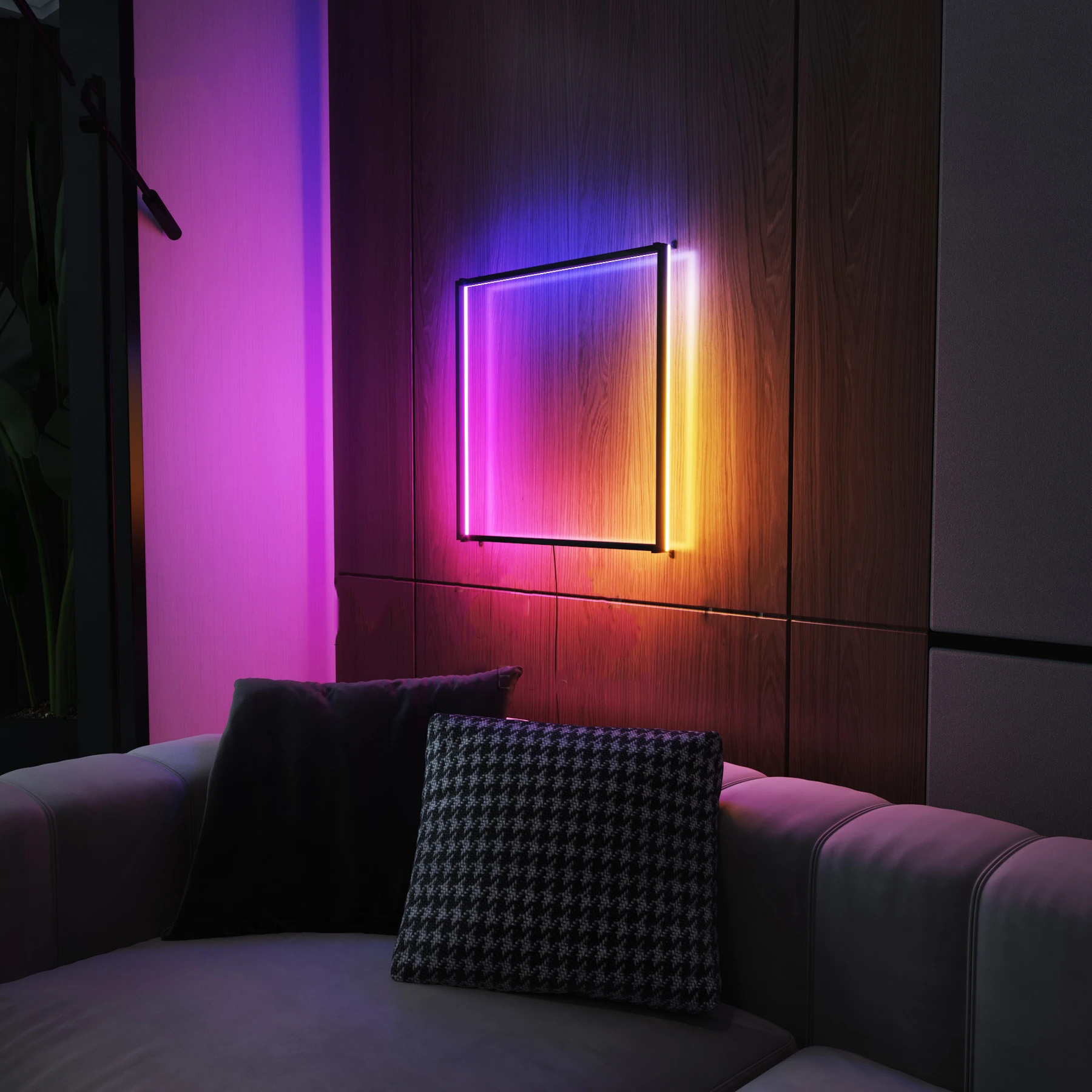 Nordic Luxury RGB Wall Light Indoor Modern Aluminum Frame Colorful LED Wall Lamp For Living Room Hot sale products