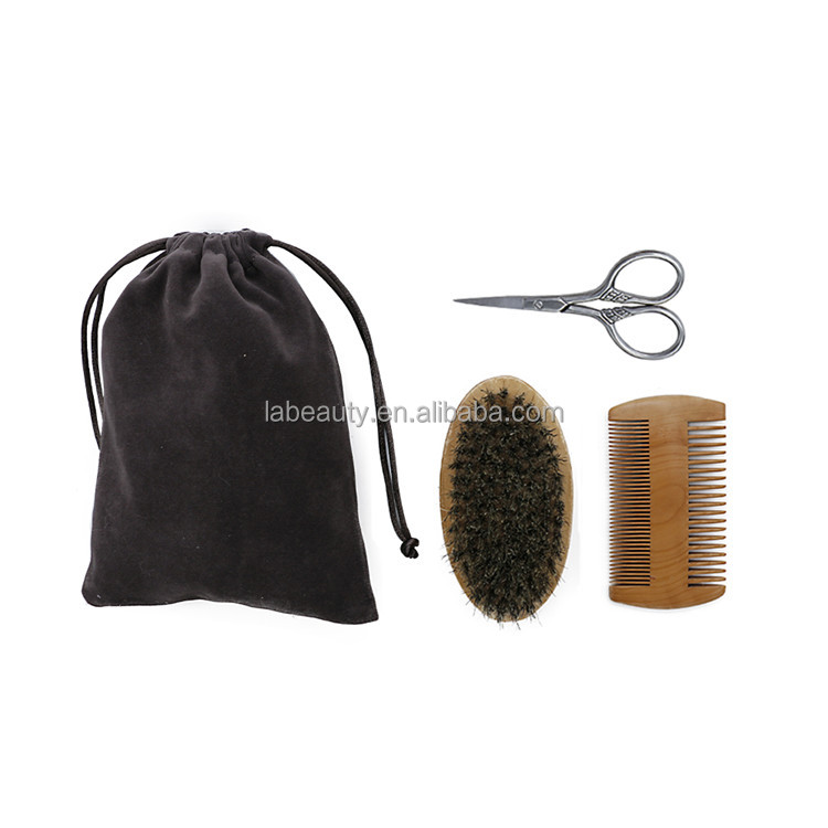 Beard Gift Set Face Paddle Private Label Brush Stainless Steel Wholesale Beard Grooming Scissors Mustache Brush And Comb For Men