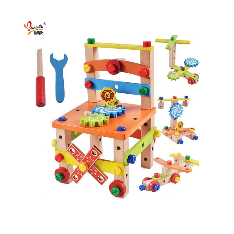 Kids Pretend Toys Wholesale Kids Wooden DIY Funny Educational Tools Assemble Wooden Chair Toy