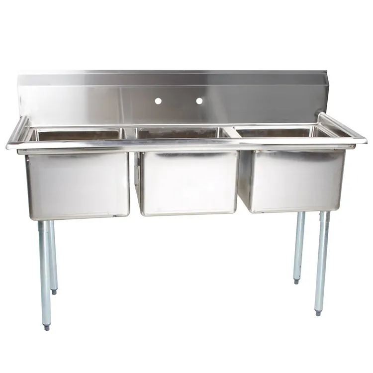 Restaurant Sink Freestanding 304 Stainless Steel Commercial Kitchen 3 Components 3 3 Compartment Sink For Restaurant Industrial Kitchen