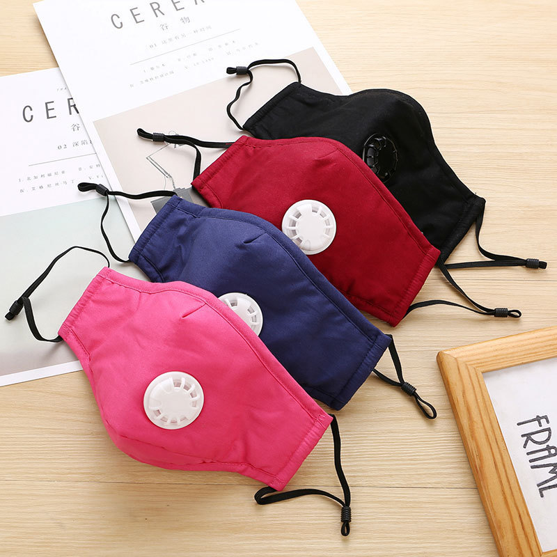 PM2.5 anti-fog anti air pollution activated carbon dust washable cotton mouth face maskes with breather valve