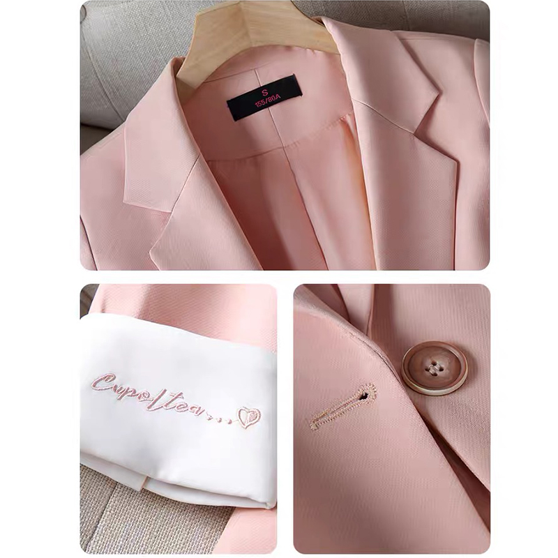 Wholesale Dropship High-quality Elegant Pink Blazer Casual Loose Jacket Office Lady Style Coat Fashion Business Formal Wear Tops