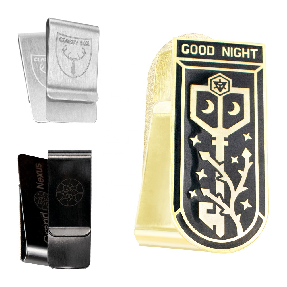 Wholesale Stainless Steel Gold money clip custom logo metal money clip brass money clip