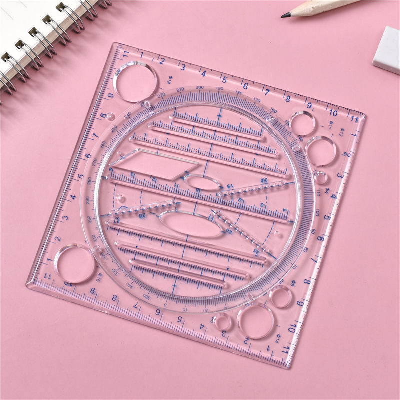 Rotating ruler multifunctional drawing ruler set mathematical geometry ruler drawing circle oval template ruler triangle ruler.