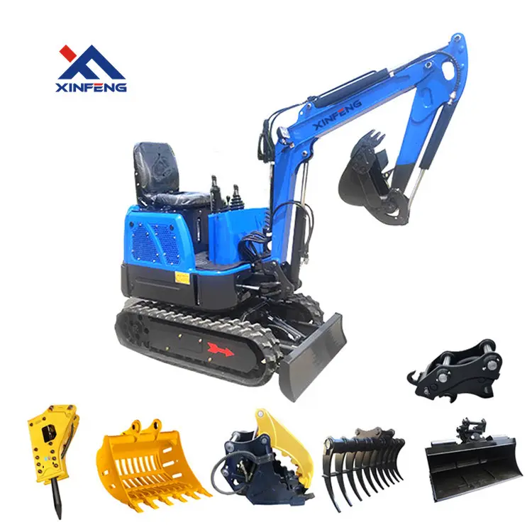 Xin Feng Earth Moving Machinery Mini Digger Compact Hydraulic Crawler 1 Ton Mini Excavator For Sale