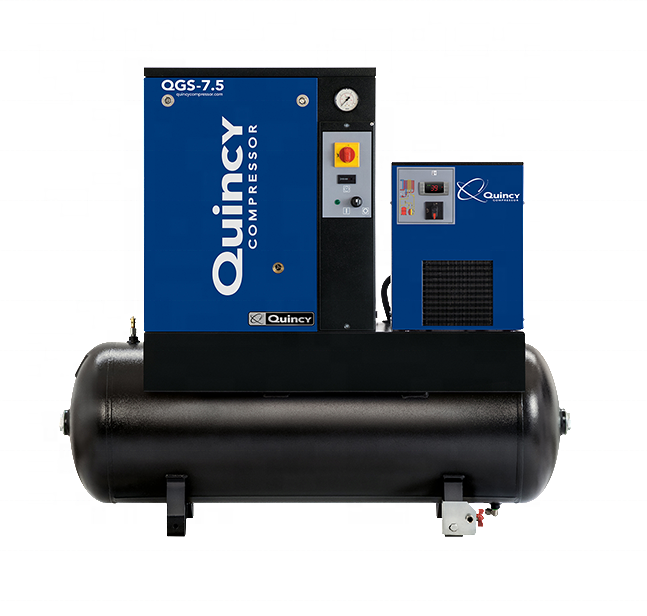 Низкая цена, бесшумный роторный винтовой воздушный компрессор Quincy QGS 7,5 HP с фильтром и сушилкой