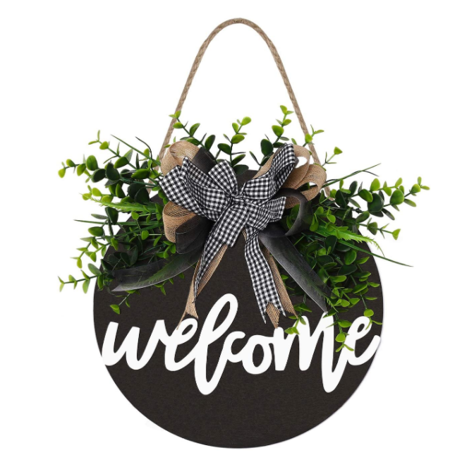 Welcome Sign Welcome Front Door Round Wood Sign Hanging Welcome Sign for Farmhouse porch decoration