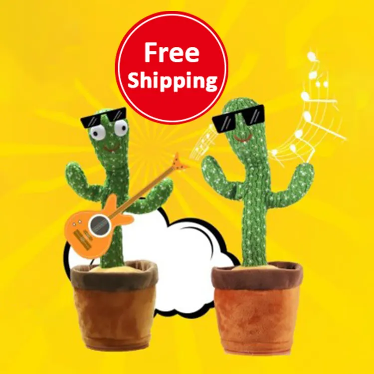 120 Songs Light Up Learn To Speak Recording Singing Swing Cacto Dancante Plush Dancing Doll Charge Toy Cactus Bailarin