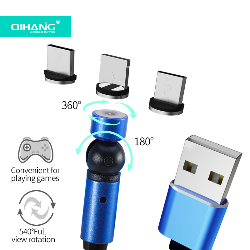 Usb2.0 USB кабель с нейлоновой оплеткой 3 в 1 Многофункциональный светодиодный свет 180 градусов для телефона с мотивами игр быстро 2.4A весь на складе Магнитный зарядный кабель