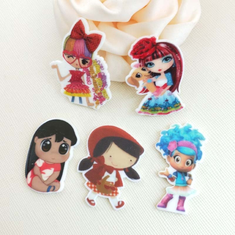 34*22 мм Смола flatback мультфильм смолы кабошон kawaii Девушка плоской для DIY ручной работы материалы 50 шт. ALRET858H