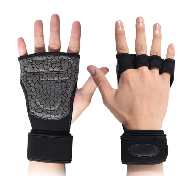 Black half finger hand high quality custom logo durable fitness training gloves