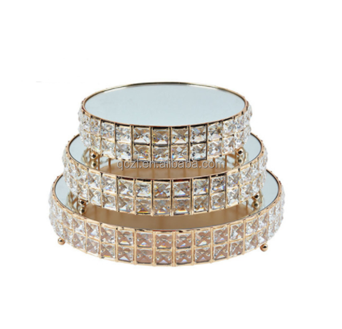 Golden main cake plate wedding dessert table high end crystal ornament wedding party luxury cake display table