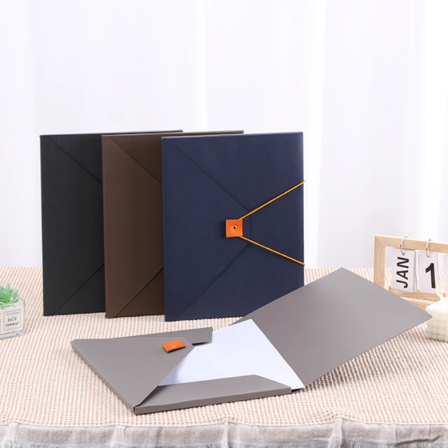 Duplex Folder A4 Size Stylish File Folders Made of Cardboard and Closed with Elastic in Contrasting Colour Expanding File
