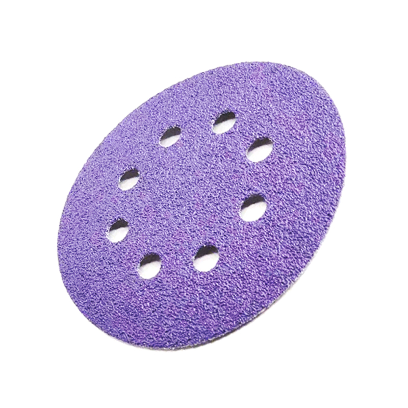 Datong Factory 5 Inch 8 Holes 200 Grit Hook and Loop Purple Round Sanding Disc for Metal Automotive Wood Ceramic Sanding Disc