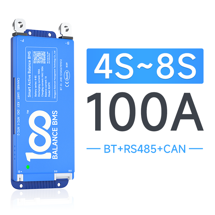 Smart BMS 4S~8S 100A CAN/RS485 7S bms 36V 48V 60V 1A Active Balancer Lifepo4 Li-ion Smart Battery BMS for solar storage inverter