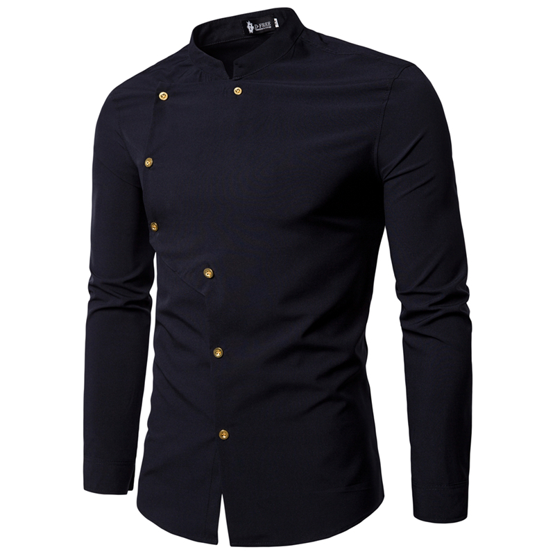 Men's shirt Lapel diagonal button casual cardigan