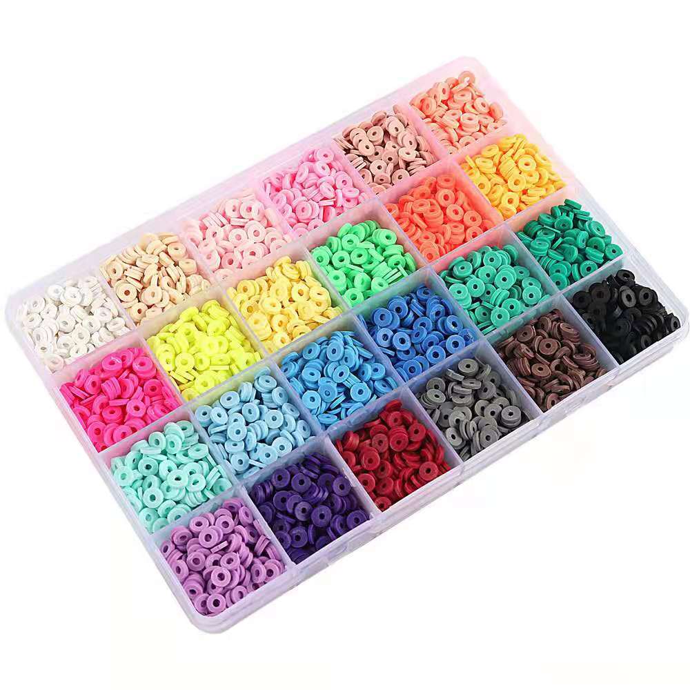 Yiwu wholesale DIY accessories material Necklace Bracelet 24 color soft pottery Beaded set for Jewelry Making