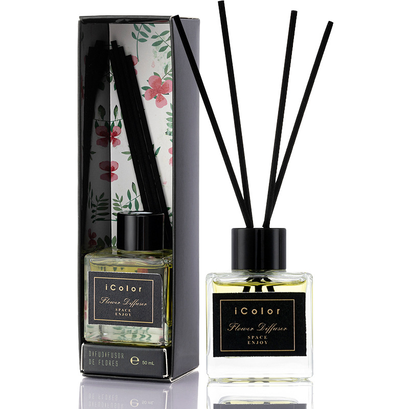 Best Sell Home Aromatherapy Diffuser Custom 50ml Square Glass Reed Diffuser With Gift Box