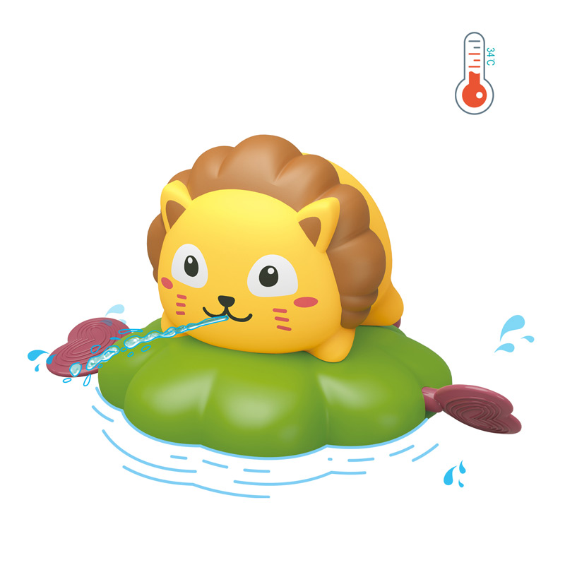 Baby Bathroom Water Temperature Test Pull Line Float Lion Baby Sprinkle Animals Bath Toys