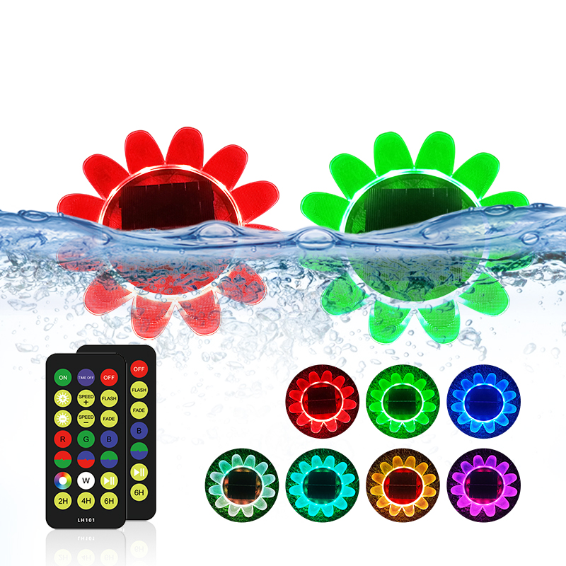 LAMHO Sunflower IP68 Водонепроницаемый амфибия дистанционное управление RGB плавающий светодио дный солнечный плавательный бассейн светильник светодио дный светильник для бассейна