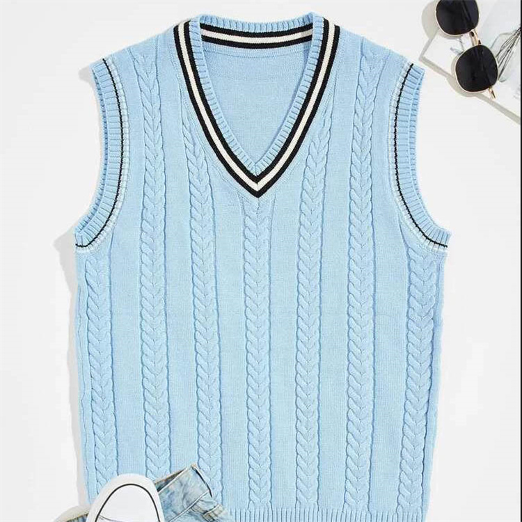Men Cable Knit V-Neck Sweater Vest