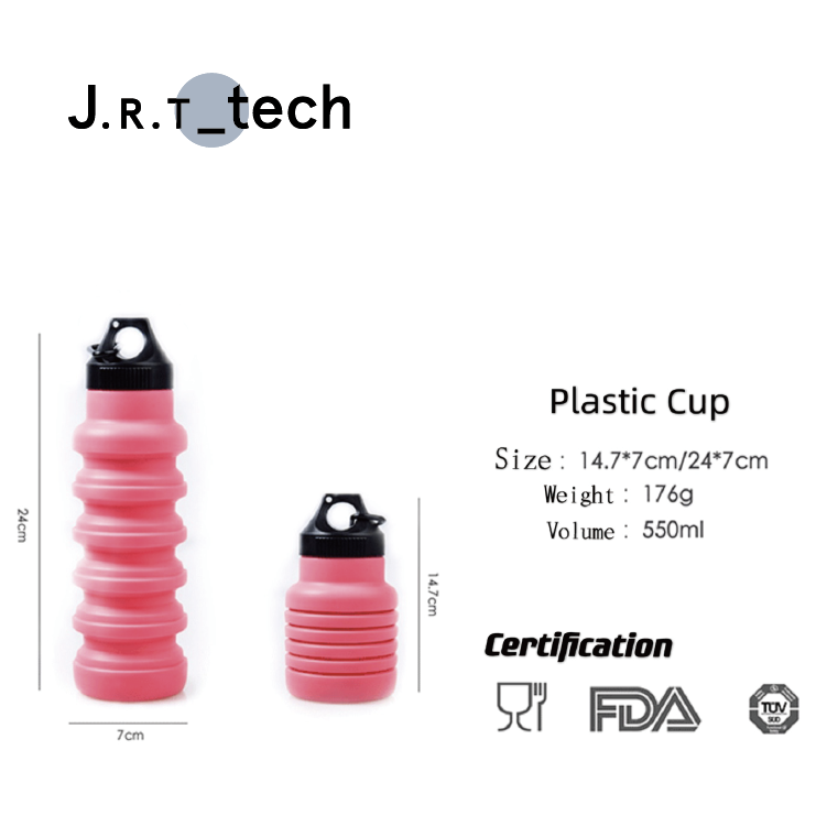 Bpa Free 550ml Sport Gym Travel Outdoor Silicone Collapsible Sports Foldable Water Bottles With Custom Logo