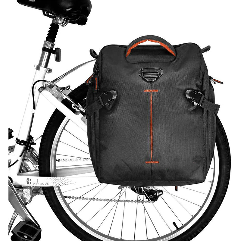 Bike Panniers Bags (Pair) Large Capacity 14 L Black with Detachable Shoulder Straps and All Weather Rain Covers