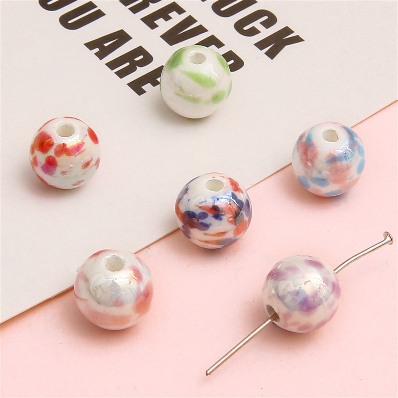 DIY Round Colorful Plated Porcelain Beads more colors for choice 12mm Hole:Approx 2mm 5PCs/Bag 1762401