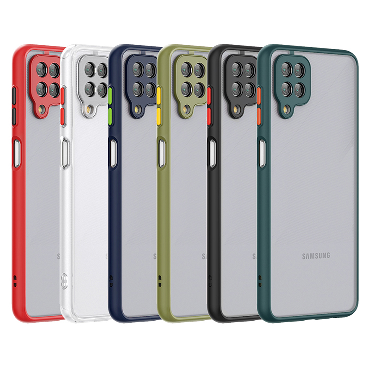 Чехол для Samsung Galaxy A12 с защитой камеры, чехол для сотового телефона, двухцветный Прозрачный матовый чехол из ТПУ для мобильного телефона
