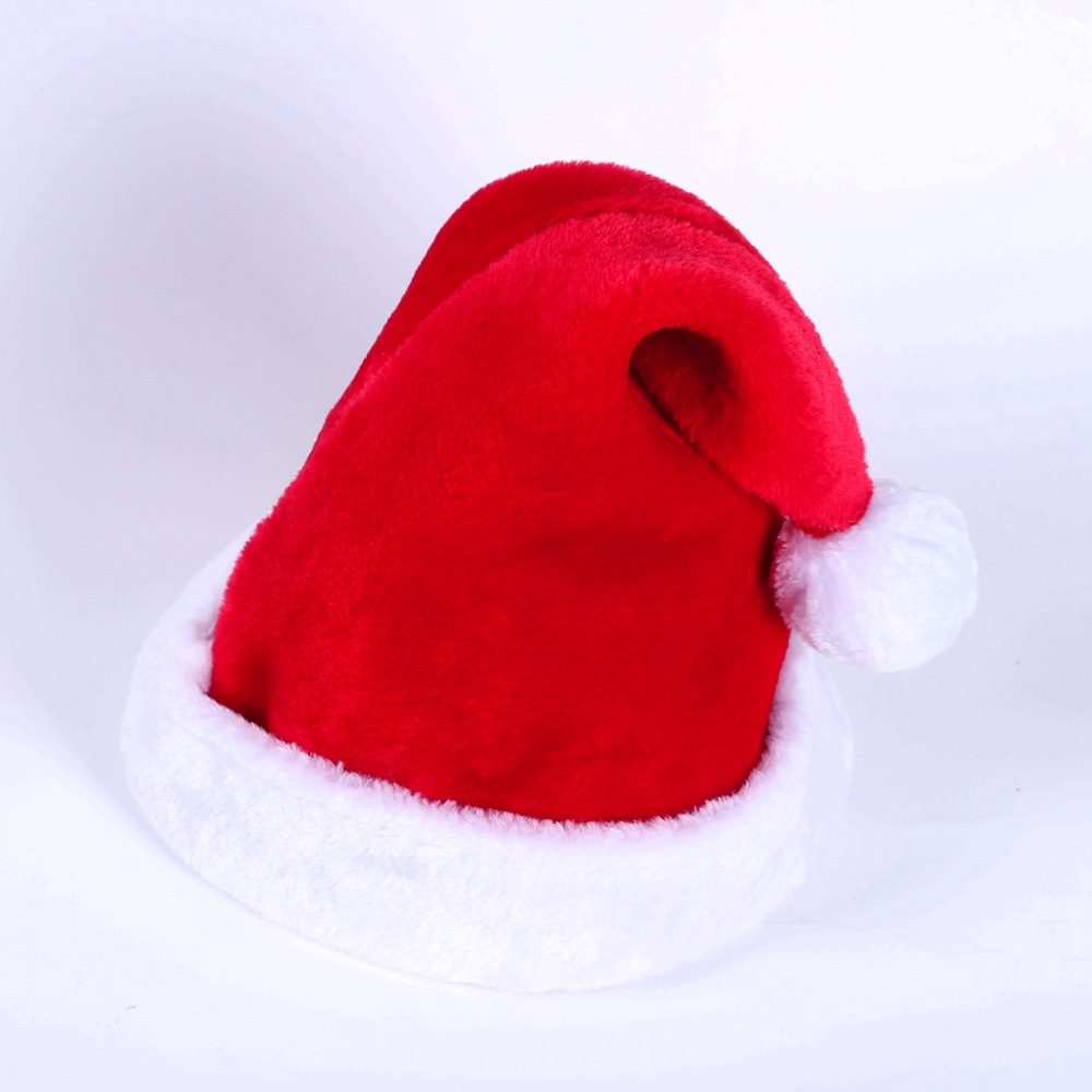 CR-B115 Christmas New Year Festive Holiday Party Supplies Flannel Classic Red Santa Holiday Xmas Hats For Adults
