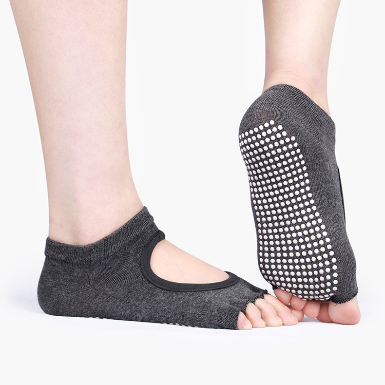 Wholesale Cotton Anti-slip Women Socks Open Toe 5 Toe Grip Pilates socks Non-slip Dance Barre Ballet Yoga Socks