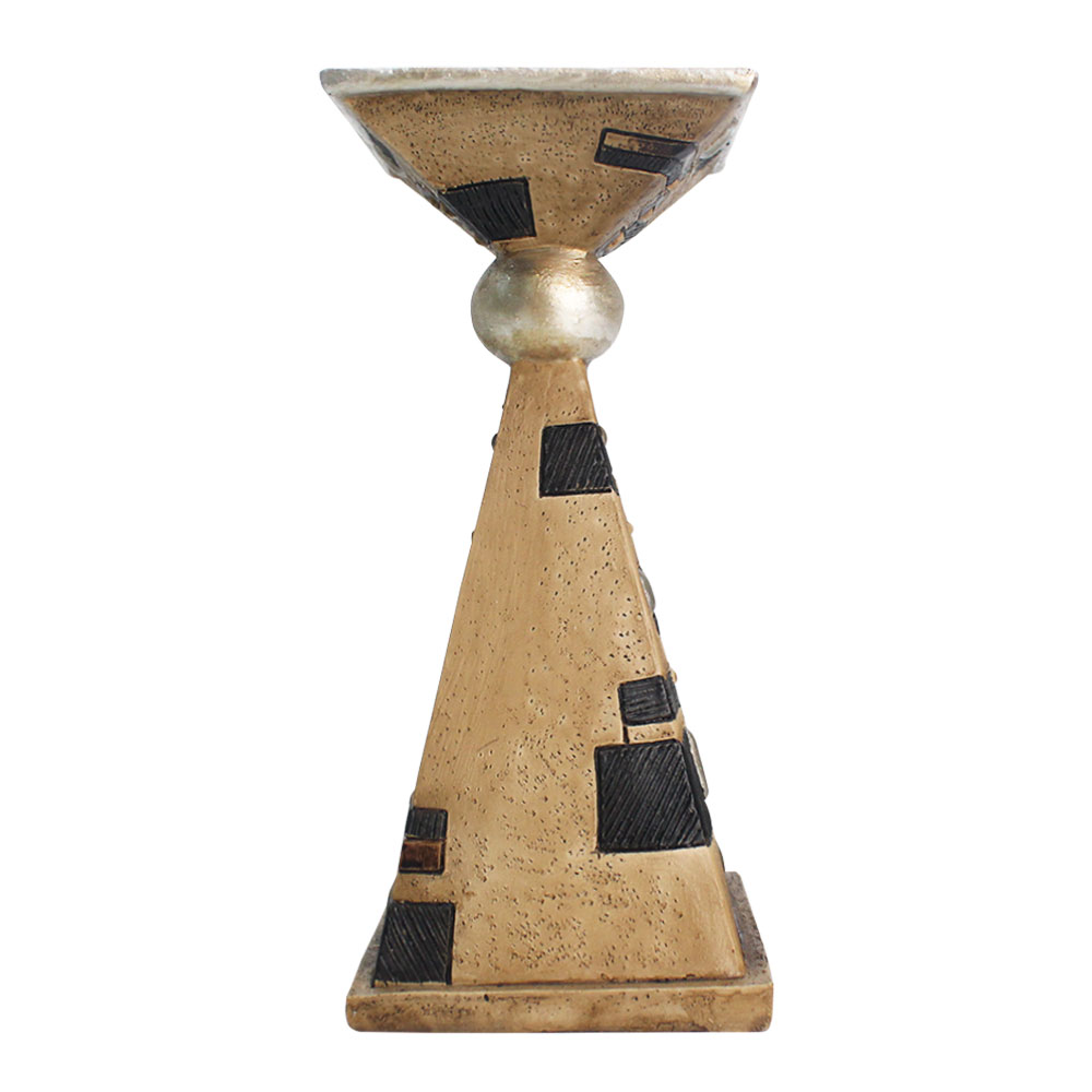 Wholesale Customize Resin Crafts Sculpture Exquisite Home Decor The Pyramid Shape Candle Stick Holder Set of Two