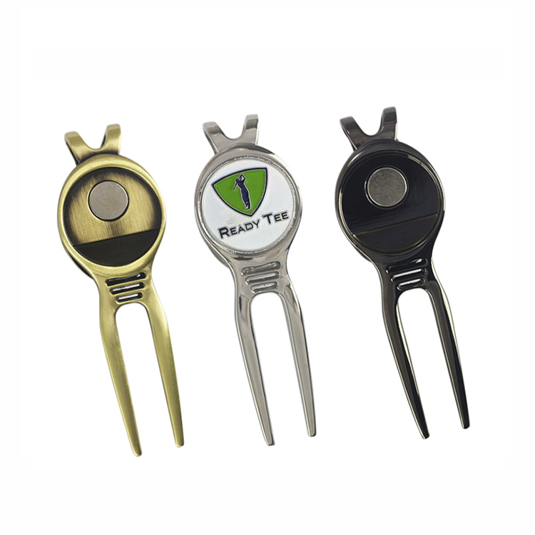 Factory Custom Black/White Golf Pitchfork Zinc Alloy Metal Divot Repair Tool Sport Steel Accessories Bulk Other Golf Products
