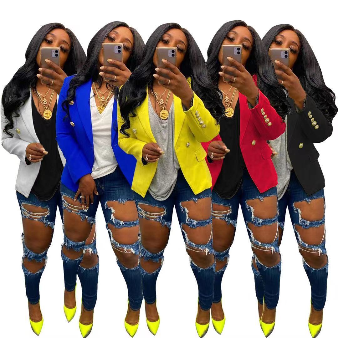 Femme Veste Blazer Office Lady Autumn Clothes 2021 for Women Solid Color Trendy Blazers Simple for Womens Casual Blazer Jacket