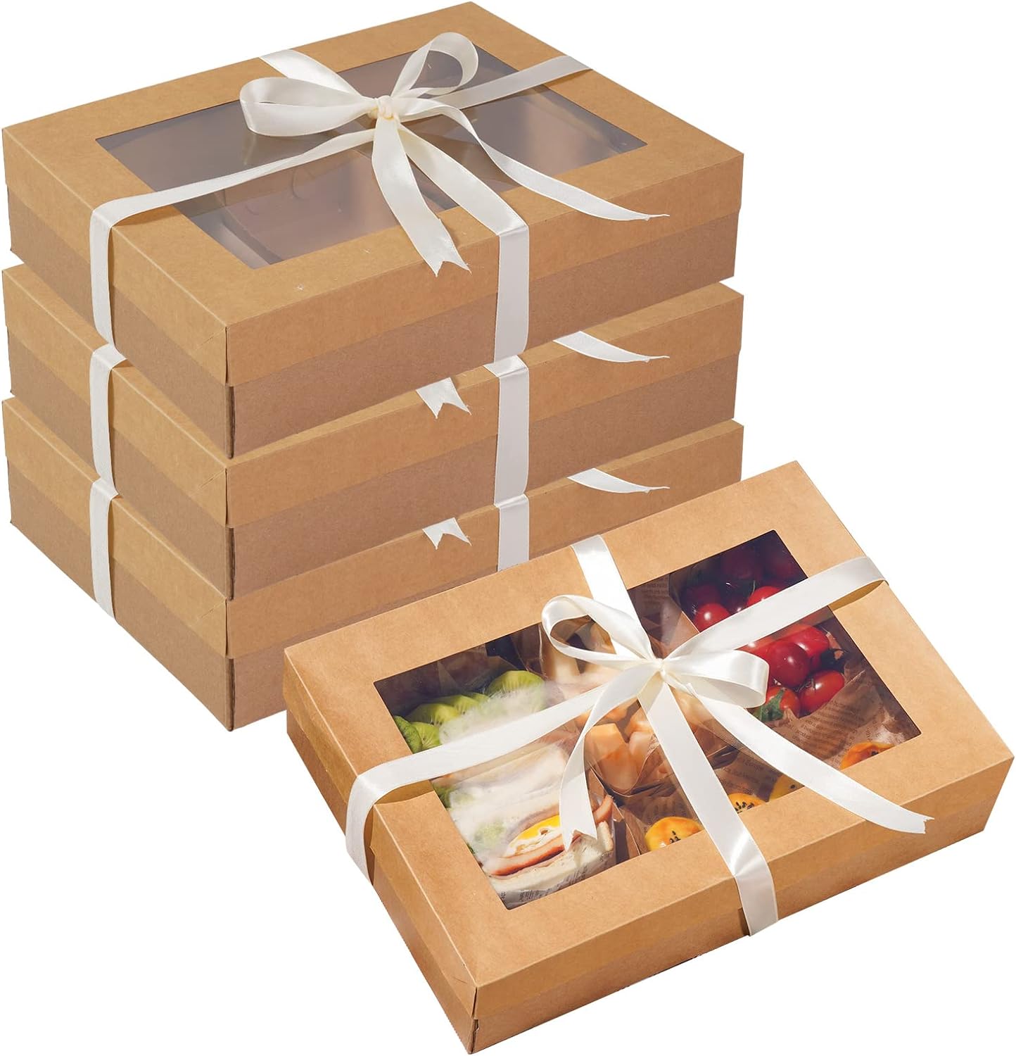 High Quality Customized Logo Recyclable Disposable Food-grade Personalized Printed Transparent Window Brown Box