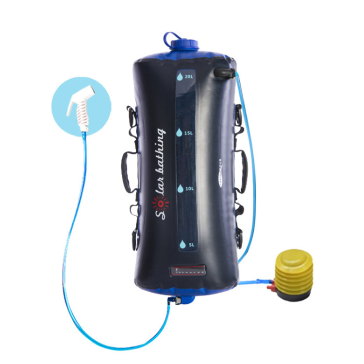 Factory Custom Black Portable 20 L Solar Shower Bag Outdoor Travel Shower Bag /20L Outdoor TPU Solar Camping Shower Bag