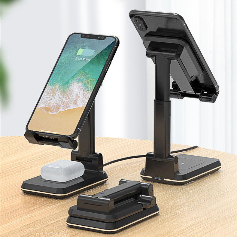 Новый универсальный 2-в-1 10 Вт USB-C Беспроводное зарядное устройство складная подставка для мобильного телефона