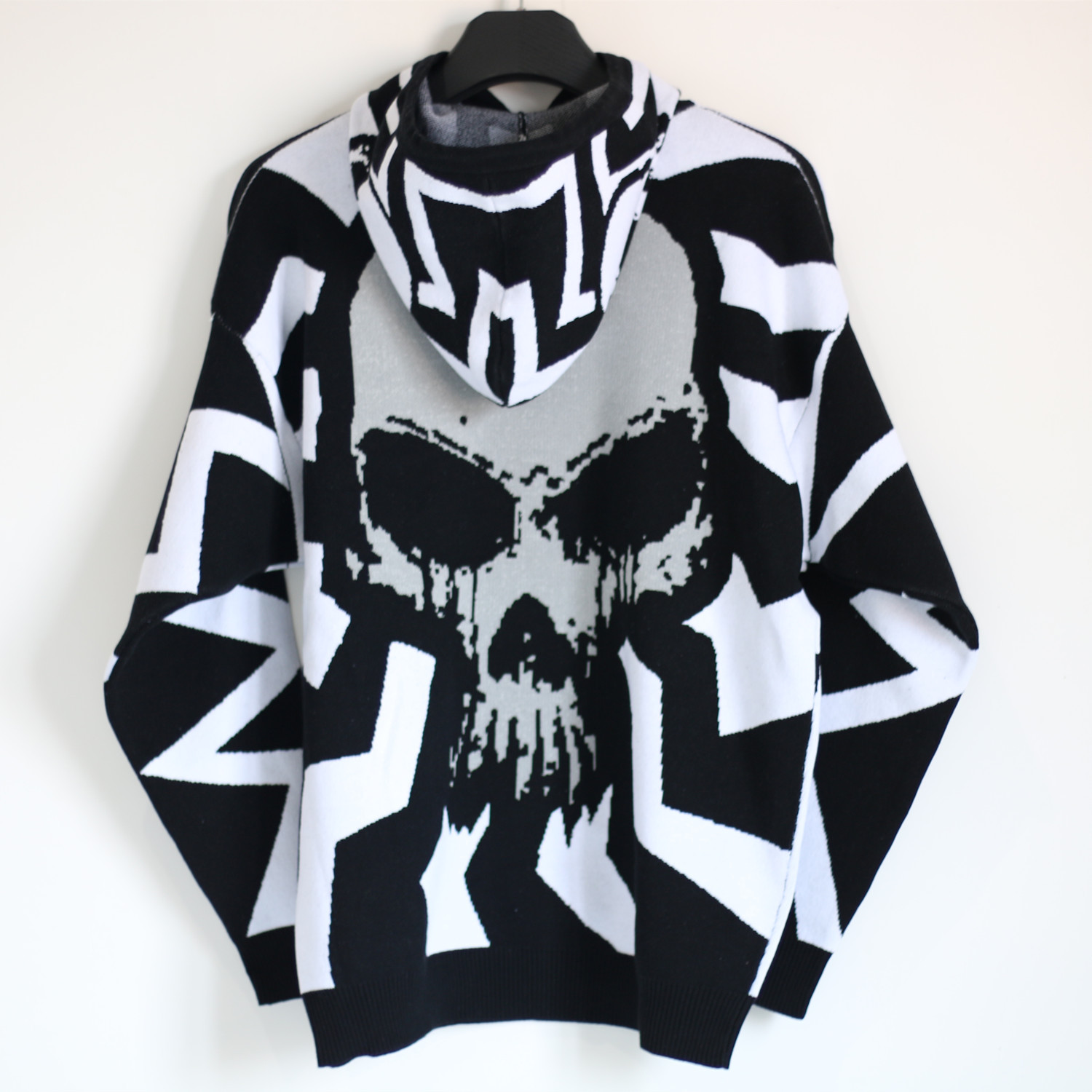 Reflective skull Design Pullover Sweatshirt Hoodies Men Oversize Street Hoodie Sweater